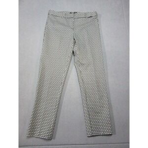 Amanda Chelsea Pants Women 6 Black White Geometric Mid Rise Straight Leg Stretch